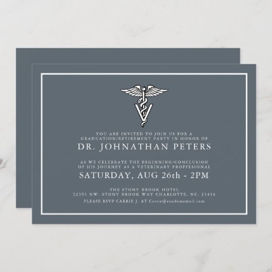 獣ミニマル医卒業│退職招待状 招待状 (正面/裏面)