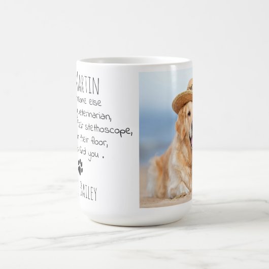 獣医おもしろいのペットパーソナライズされた写真 コーヒーマグカップ (中央)