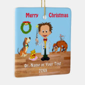 獣医おもしろいクリスマス装飾男性獣医 セラミックオーナメント (右)