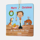 獣医おもしろいクリスマス装飾男性獣医 セラミックオーナメント (左)