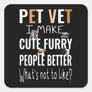 獣医おもしろい動物のペット獣医のかわいい贈り物 スクエアシール