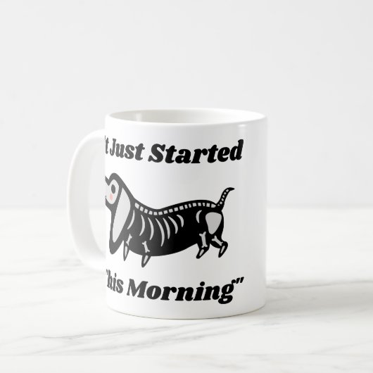 獣医おもしろい引用文：今朝犬が飼い始めたばかりだ コーヒーマグカップ (正面左)