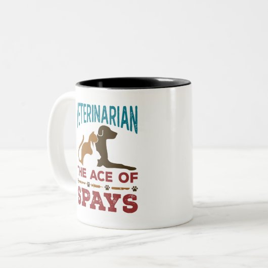 獣医がスペイのエースを冗談 ツートーンマグカップ (正面左)