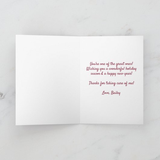 獣医が素晴らしクリスマスペットの写真をパーソナライズ シーズンカード (内部)