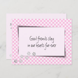 獣医さんからのピンクギンガムペットの損失 ポストカード