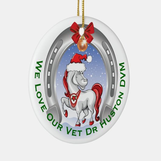 獣医さんへのかわいい馬のクリスマスプレゼント セラミックオーナメント (右)