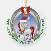 獣医さんへのかわいい馬のクリスマスプレゼント セラミックオーナメント (正面)