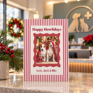 獣医さんへのクリスマスカード 犬の写真入り「ハッピーハウリデー」 シーズンカード