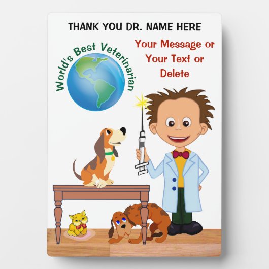 獣医さんへの感謝の言葉をパーソナライズされた。 フォトプラーク (正面)