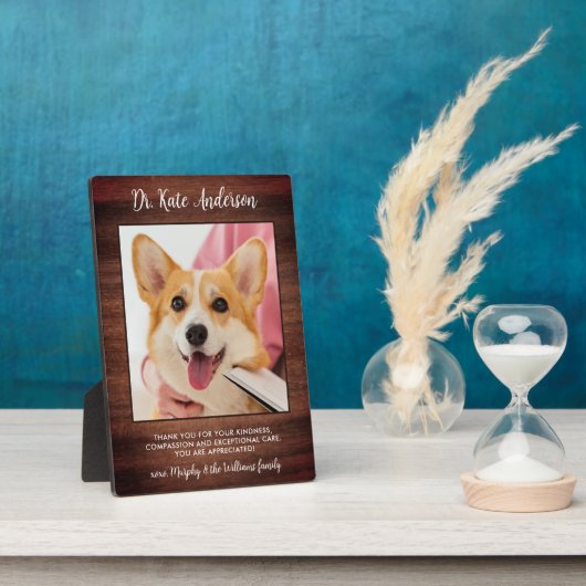 獣医さんペットカスタムドッグの写真あり素朴 フォトプラーク (側面)