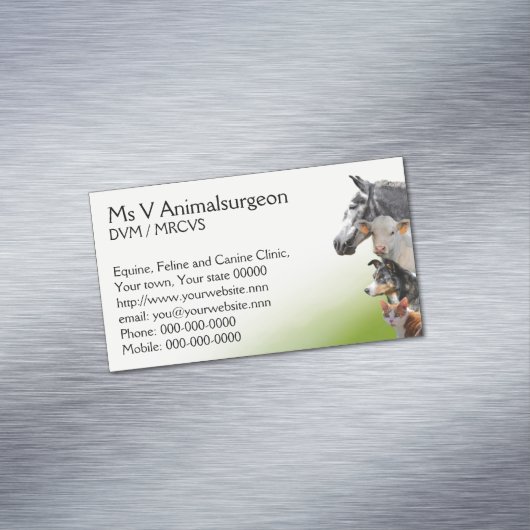 獣医すべての動物の練習 マグネット名刺 (インサイチュ)
