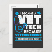 獣医にもヒーローが必要 – おもしろい Vet Tech ポストカード (正面/裏面)