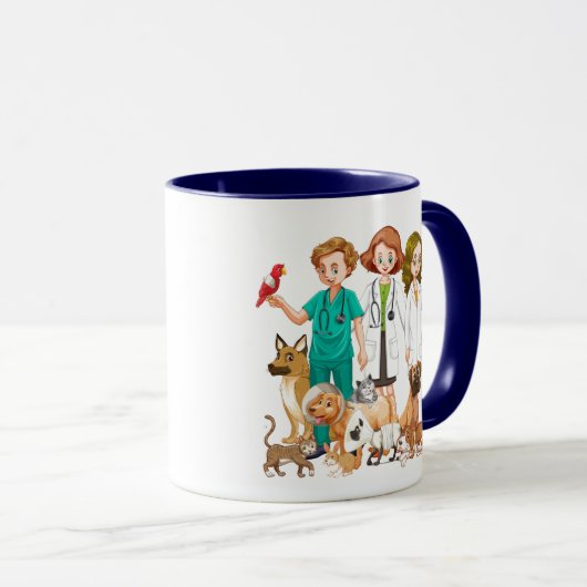 獣医の人々の背景 マグカップ (正面右)