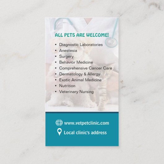 獣医の医者または医院のためのBusines 名刺 (裏面)