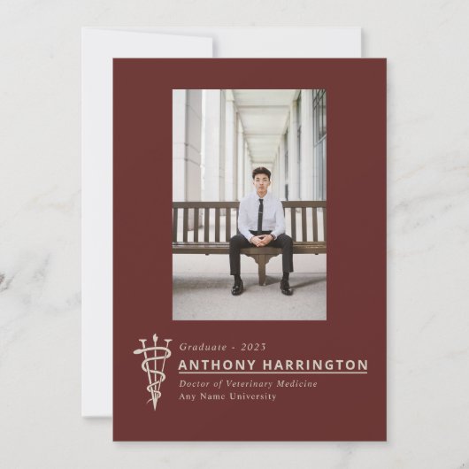 獣医の卒業ガーネット金ゴールド発表 案内状 (正面)