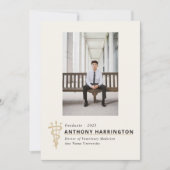 獣医の卒業式ブラック金ゴールドシンボル 案内状 (正面)