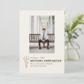 獣医の卒業式ブラック金ゴールドシンボル 案内状 (スタンド正面)