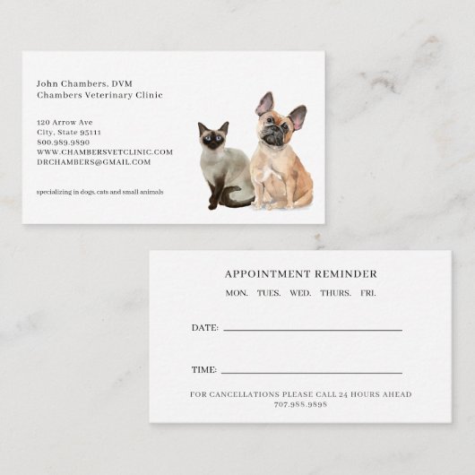 獣医の名刺とアポイントメント 名刺 (正面/裏面)