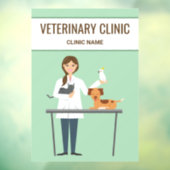 獣医の女性と動物が緑 ウィンドウサイン (シート3)