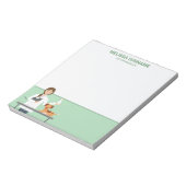 獣医の女性と動物とカスタム文字 ノートパッド (回転)