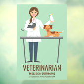 獣医の女性と動物オングリーン&文字 ウィンドウサイン (シート3)