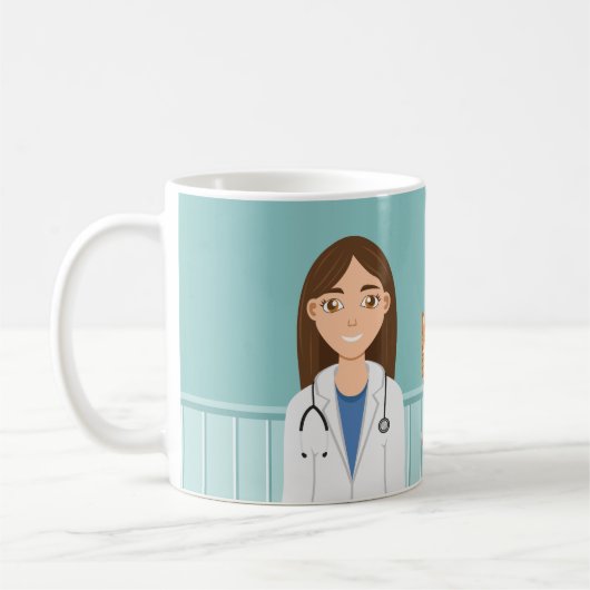 獣医の女性の獣医（猫と犬） コーヒーマグカップ (左)