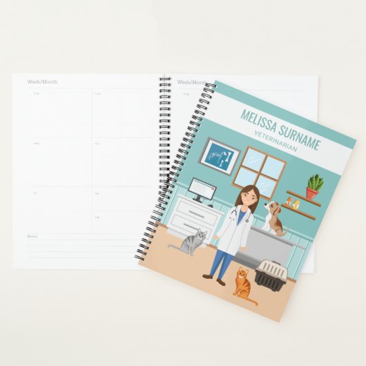 獣医の女性獣医ガールアニマルドクターブルー プランナー手帳 (ディスプレー)