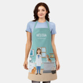 獣医の女性獣医クリニック猫と犬と名前 エプロン (着用した状態)
