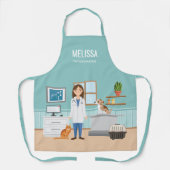 獣医の女性獣医クリニック猫と犬と名前 エプロン (正面)