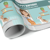 獣医の女性獣医ペットドクター誕生日 カスタム ラッピングペーパー (ロールコーナー)