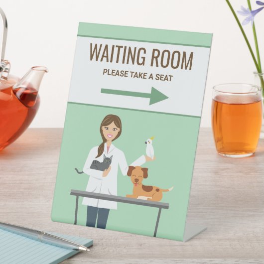 獣医の女性 – 待合室 台座サイン (インサイチュ)