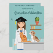 獣医の学生の獣医DVM卒業 招待状 (正面/裏面)