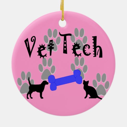 獣医の技術のクリスマスのオーナメントの足および骨 セラミックオーナメント (裏面)