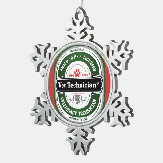 獣医の技術のクリスマスのオーナメント スノーフレークピューターオーナメント (右)