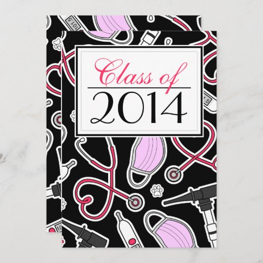 獣医の技術者の学校の卒業の招待 招待状 (正面/裏面)