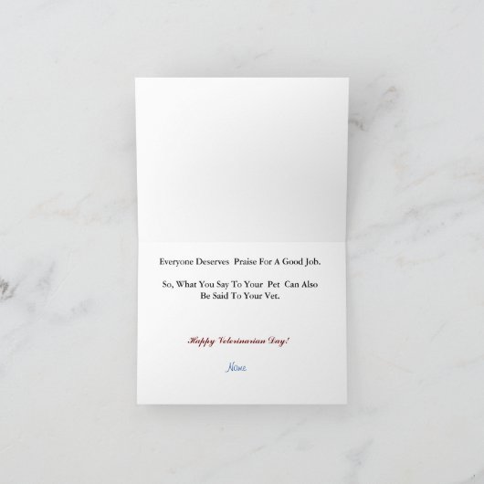 獣医の日の感謝またはサンキューカード カード (内部)