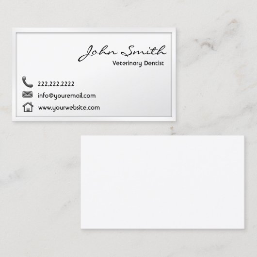獣医の歯科医のミニマルで白い歯科 名刺 (正面/裏面)