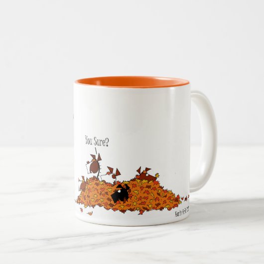 獣医の漫画から隠れているかわいい秋季の馬 ツートーンマグカップ (正面右)