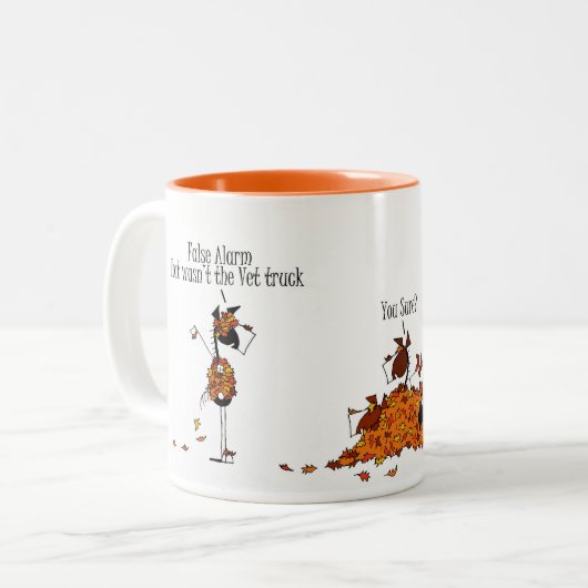 獣医の漫画から隠れているかわいい秋季の馬 ツートーンマグカップ (正面左)