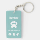 獣医の獣医で可愛い猫のクリニックマン キーホルダー (裏面)