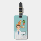 獣医の獣医の猫ペット ラゲッジタグ (正面縦)