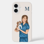 獣医の獣医の獣医と犬のモノグラム Case-Mate iPhoneケース (裏面)