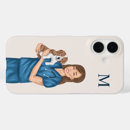 獣医の獣医の獣医と犬のモノグラム Case-Mate iPhoneケース (裏面 (横))