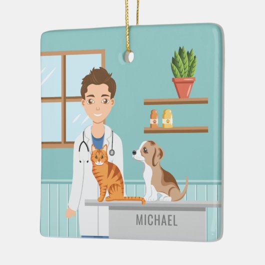 獣医の獣医の獣医ペット セラミックオーナメント (左)