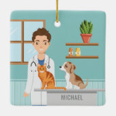 獣医の獣医の獣医ペット セラミックオーナメント (裏面)