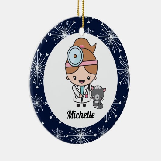 獣医の獣医テックかわいいギフト セラミックオーナメント (右)