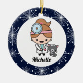 獣医の獣医テックかわいいギフト セラミックオーナメント (正面)