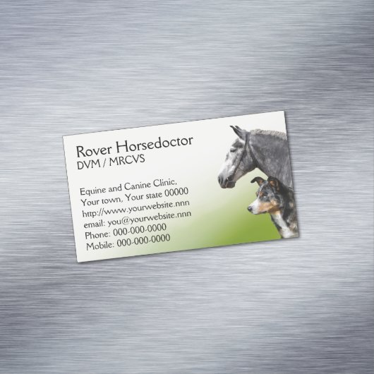 獣医の練習馬および犬 マグネット名刺 (インサイチュ)