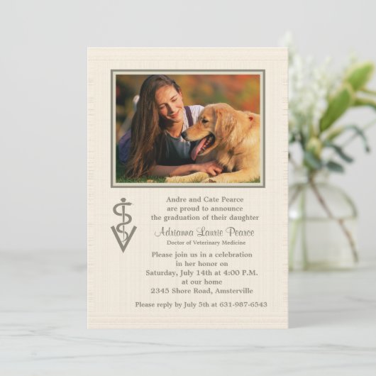 獣医の記号の卒業の写真の招待状 招待状 (スタンド正面)