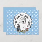 獣医の訪問リマインダー旧英語シェプドッグ ポストカード (正面/裏面)